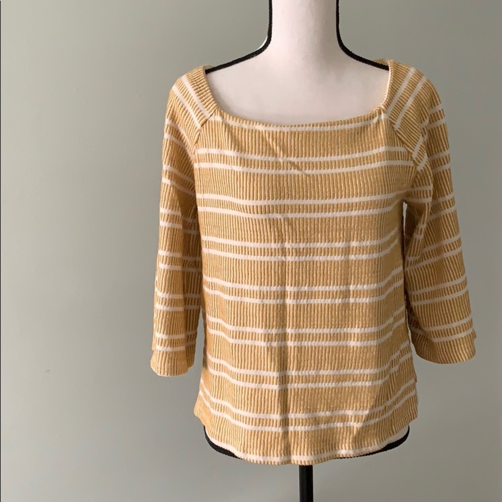 9H15 StCL Anthropologie blouse yellow gold white M